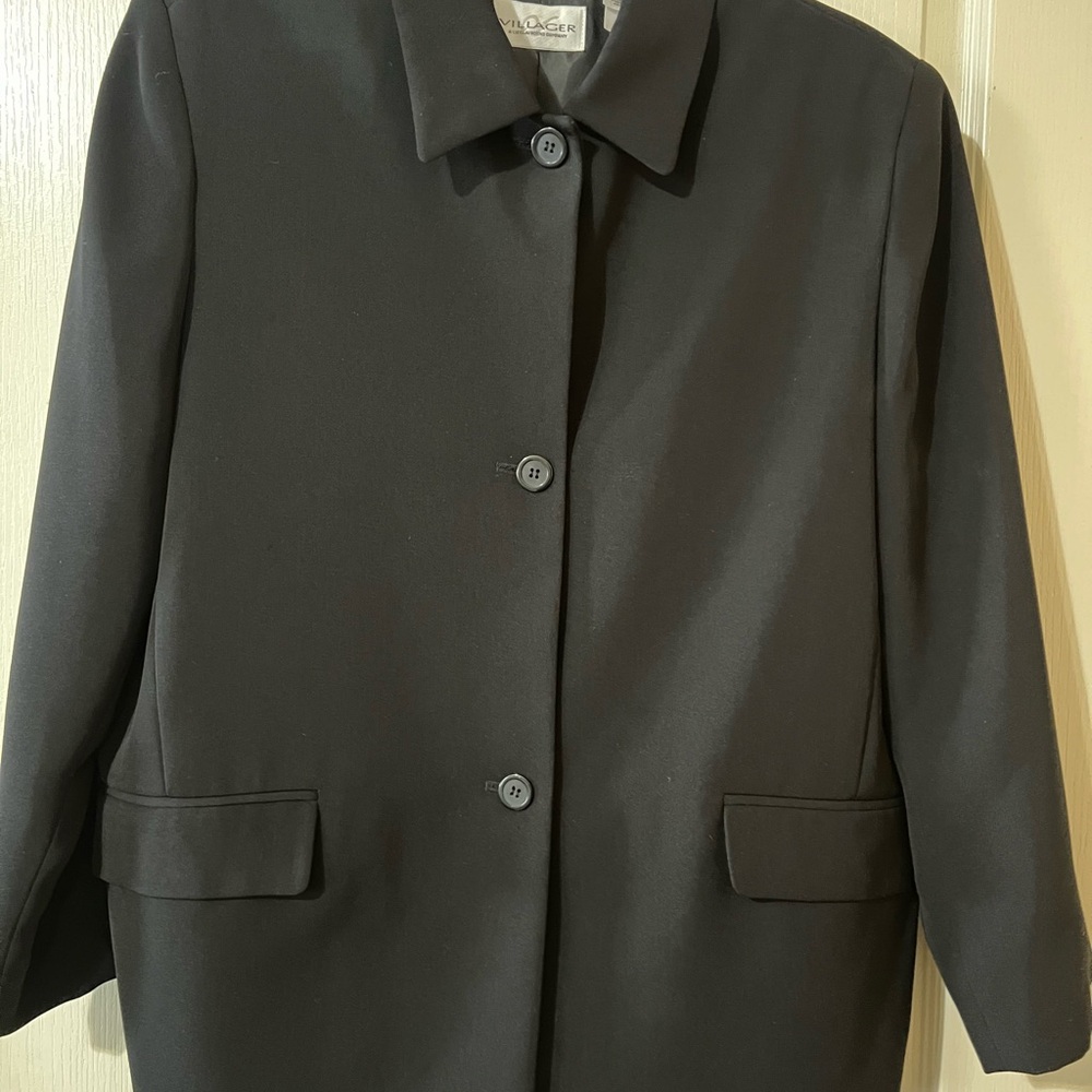 villager Black Single-Breasted Pea Coat